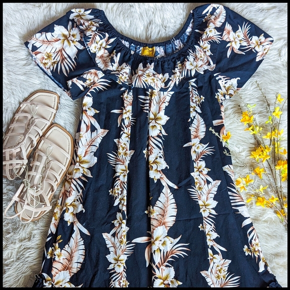 EUC Aloha Moi Hawaiian Tropical Cotton Midi Dress - Picture 1 of 13
